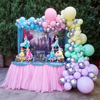 Disney Princess Balloon Garland, Princess Balloon Decorations, Disney Princess Backdrop, Princess Party Backdrop, Disney Princess Theme Birthday Party, Disney Princess Theme Party, Princess Backdrop, Princess Birthday Decorations, Disney Princess Theme