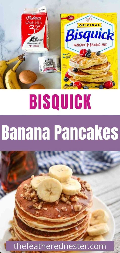 Bisquick Banana Pancakes, Bisquick Pancake Recipe, Biscuit Dough Recipes, Gluten Free Brunch Recipes, Bisquick Pancakes, Make Ahead Brunch Recipes, Recipe Inspirations, Healthy Brunch Recipes, Banana Pancakes Recipe