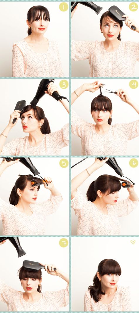 After many years of trying and trying to get that look, this is finally the right way to style bangs. Heavy Bangs, Perfect Bangs, Bangs Tutorial, The Beauty Department, How To Style Bangs, Hair Envy, Bang Bang, Hair Today, Blow Dry