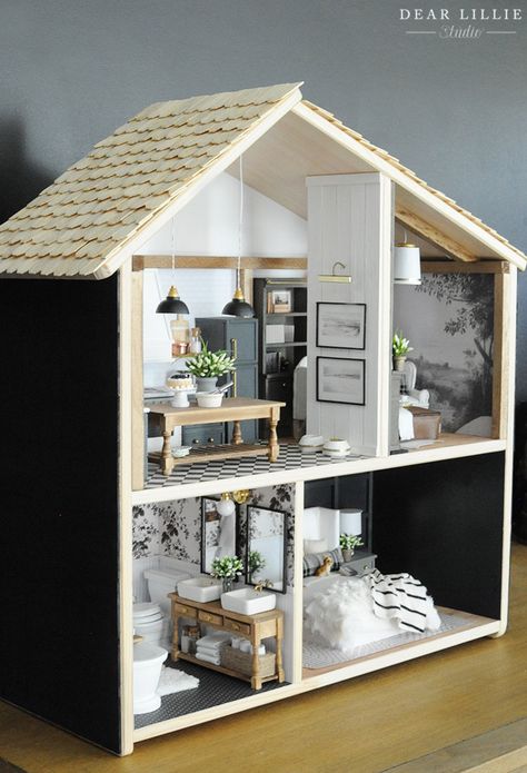 Ikea Flisat Hack, Dollhouse Study, Ikea Dollhouse, Ikea Flisat, Dolly House, Dollhouse Supplies, Dear Lillie, Study Living Room, Dollhouse Bedroom