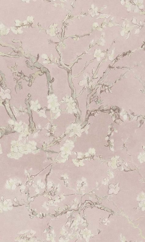 Wallpaper Aesthetic Vintage Pink, Ruth Aesthetic, Amelia Core, Ipad Pink, Blush Pink Wallpaper, Van Gogh Famous Paintings, Van Gogh Almond Blossom, Vintage Whimsical, Dining Room Wallpaper