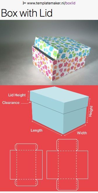 Free custom size Box with lid-templates! ✂︎ templatemaker.nl/boxlid Origami Kutu, Origami Box With Lid, Diy Gift Box Template, Box Template Printable, Paper Box Diy, Paper Box Template, Kartu Valentine, Printable Box, Pola Kartu