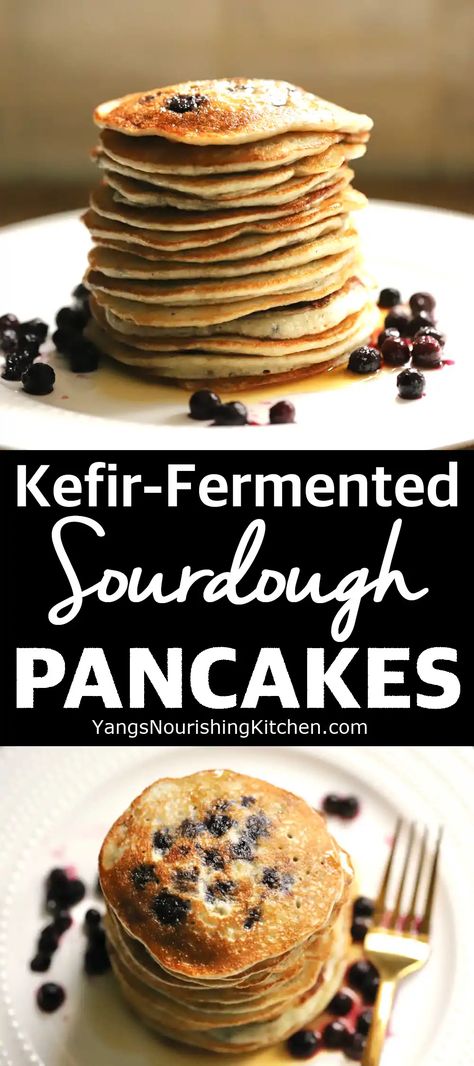 Even if you don’t have sourdough starter, you can still make amazing sourdough pancakes. These fluffy kefir sourdough pancakes use kefir as the starter. Kefir Pancakes Recipes, Kefir Sourdough Bread, Kefir Breakfast, Kefir Pancakes, Recipe Using Milk, Fermented Honey, Yogurt Pancakes, Sourdough Pancakes, Discard Recipes