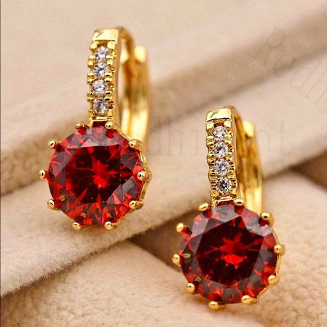 18k Gold Filled - 9mm (1cm) Round Ruby Topaz Gem Flower Zircon Hoop Women Earring Very Classy Beautiful Earrings Perfect For Any Outfit. Combined With Other Jewelry Items I Have For Sale, Save On Shipping, And Receive Extra Discounts Keywords: Cz Sparkle Gem Gemstone Bling Diamond Shine Shiny Jewel Glitter Classy Classic Rhinestone Swarovski Czech Crystal Cubic Zirconia Gift For Her Ethereal Jewelry, Vintage Silver Earrings, Horse Earrings, Silver Flower Earrings, Blue Dangle Earrings, Zircon Earrings, Gem Earrings, Glitter Earrings, Purple Earrings