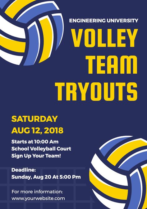 Free Volleyball Poster Designs | DesignCap Poster Maker Volleyball Flyer Design, Volleyball Tournament Poster Design, Poster Ideas For Sports, Sports Club Poster, Volleyball Tournament Poster, Tryouts Poster, Sports Poster Ideas, Volleyball Poster Ideas, Volleyball Template