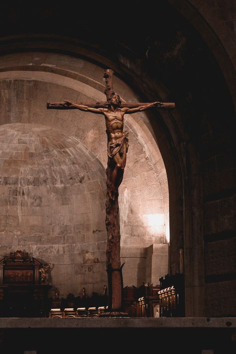 Roman Catholic Art, Crucifix Art, Jesus Crucified, Catholic Wallpaper, Jesus Christ Cross, Church Aesthetic, Catholic Pictures, Church Pictures, Sacred Architecture