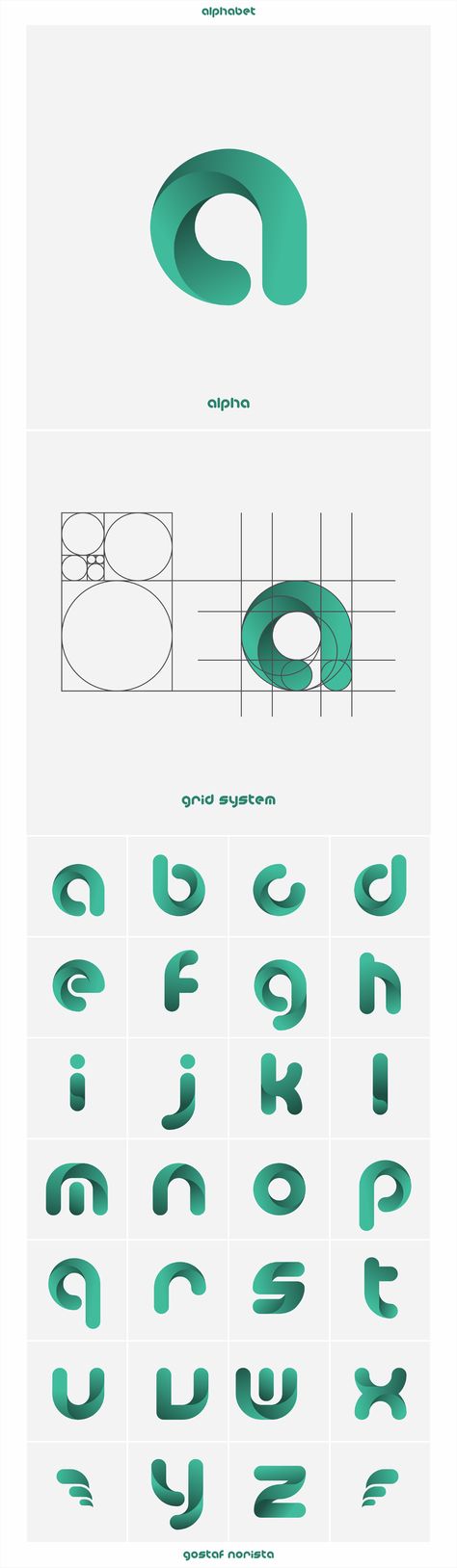 alpha Font on Behance Go Logo Design Letters, @ Symbol Logo, Logo For Designer Graphic Designers, Digital Art Logo Ideas, Symbol Logo Design Ideas, Alpha Logo Design Ideas, Behance Logo Design, Alphabet Logo Design Letters, Nd Logo Design Letters