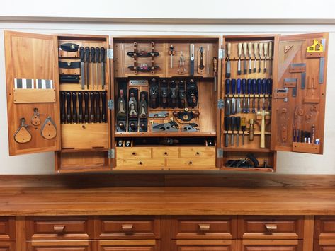 Gallery Goodness, 2nd October 2018 - Woodworking Masterclasses Wood Tool Cabinet, Wooden Tool Cabinet, Wood Tool Chest, Woodworking Tool Cabinet, Wood Tool Box, Tool Chests, Tool Storage Cabinets, Woodworking Tools Storage, Woodwork Ideas