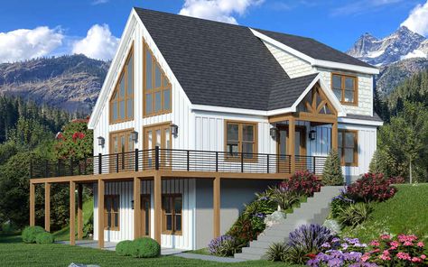 Mountain House Plan, Getaway Cabin, Canada House, Hillside House, Mountain House Plans, Floor Plan Drawing, Lake House Plans, Cabin House Plans, Frame Ideas