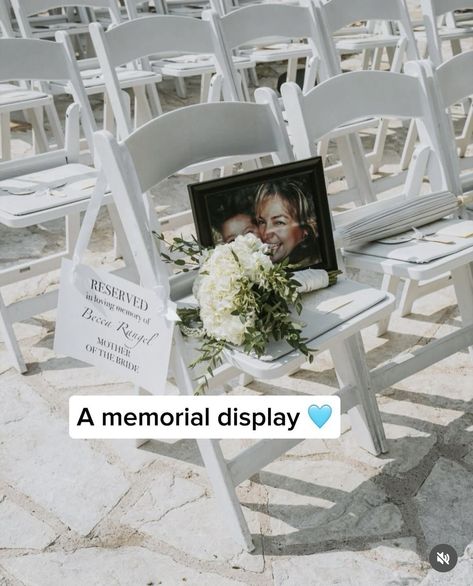 Empty Seat For Loved One Wedding, Wedding Memory Table Ideas Display, Wedding Honoring Deceased, Wedding Reserved For Deceased, Guest Of Honor Chair, Wedding Memorial Ideas Dad, In Memory Of Wedding Ideas, Wedding Memorial Ideas, Memory Table Wedding