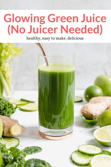 This healthy green juice packed with nutrients is easy to make and doesn't require a juicer! Make it right in the blender for an easy homemade green juice anyone can make. Healthy Green Juice, Healthy Shopping List, Slender Kitchen, Green Juice Recipes, Sweet Potato Breakfast, Delicious Drink Recipes, Fruit Salads, Smoothie Diet Plans, The Smoothie Diet