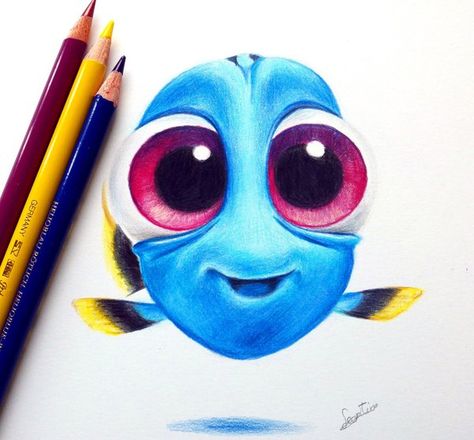 Baby Dory! by Tinesdierportretten on DeviantArt Lips Drawings, Dory Drawing, Modeling Face, Color Pencil Drawings, Easy Pencil Drawings, Eye Drawings, Doodles Ideas, Draw Lips, Drawing Anatomy