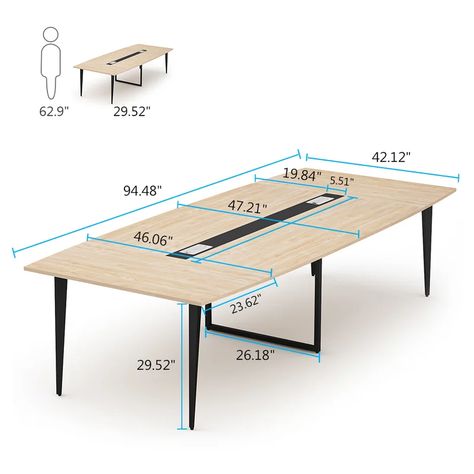 Inbox Zero 8FT Conference Table,Boat Shaped Meeting Table With Rectangle Grommet, Modern Seminar Table & Reviews | Wayfair Table For Office, Bd Design, Open Concept Office, Modern Conference Table, Cable Grommet, Organizing Wires, Conference Tables, Boardroom Table, Inbox Zero