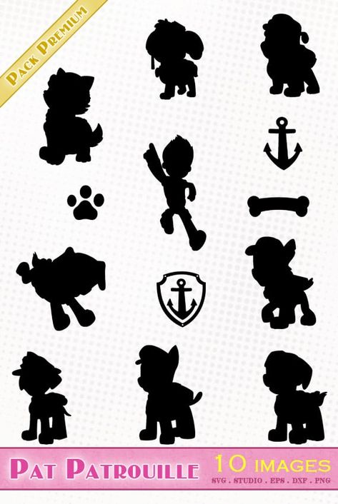 pat patrouille svg fichier silhouette studio eps dxf zuma rocky marshall Community Helpers Art, Paw Patrol Svg, Paw Patrol Lookout, Rubble Paw Patrol, Silhouette Portrait, Svg Silhouette, Cricut Creations, Free Graphics, Cricut Maker