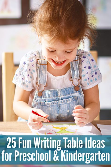 Get Kids Writing! 25 Fun Writing Area Ideas for Preschool & Kindergarten Writing Center Ideas Kindergarten, Writing Center Ideas, Kindergarten Writing Center, Writing Center Preschool, Play Based Classroom, Writing Center Kindergarten, Writing Games, Preschool Centers, Writing Area