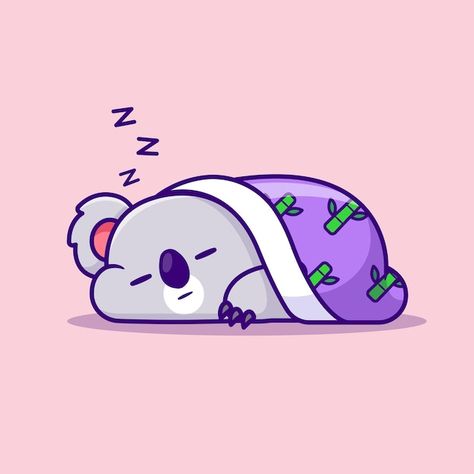 Free vector cute koala sleeping with bam... | Free Vector #Freepik #freevector #bear-cute #mascot #cartoon-cute #koala Sleeping Sloth Drawing, Sleepy Icon, Sleepy Cartoon, Blanket Illustration, Sleeping Icon, Sleep Illustration, Sleeping Illustration, Writing Cartoons, Koala Sleeping