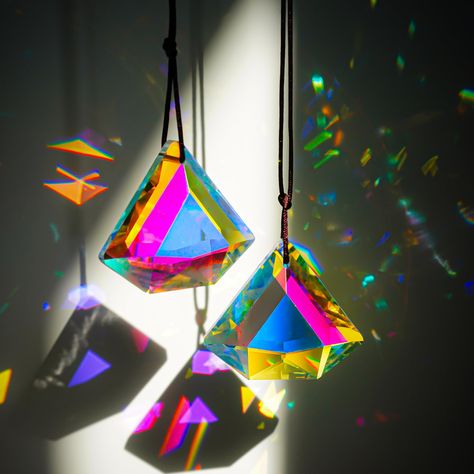 PRICES MAY VARY. High-Quality Materials: This diamond-shaped prism suncatcher is made of K9 crystal, which has an extremely high transparency, able to effectively capture and refract sunlight to produce a dazzling rainbow effect. The rainbow suncatcher diamond prisms can be hung in any place you want to decorate. Size: 1.7*1.9 in,nw:126 g Suncatcher Hanging Crystal Diamond Prism: Hang the rainbow maker sun catcher in your window or balcony, under the sunlight, it refracts the light into rainbow Light Prism, Prism Suncatcher, Rainbow Suncatcher, Desert Ideas, Hanging Crystal, Indoor Window, Hanging Crystals, Rainbow Maker, Home Garden Decor