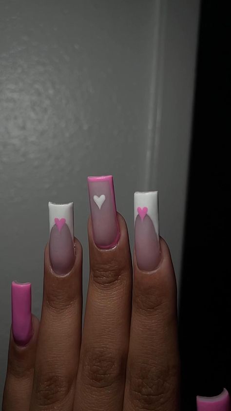 Fur Nails, Color Block Nails, Vday Nails, Quick Nail, Baby Pink Nails, Pink Gel Nails, Nail Designs Valentines, Colored Acrylic Nails, Girly Acrylic Nails