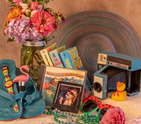 Summer Fun Still Life © 2018 Patty Hankins Cute Still Life Photography, Y2k Still Life, 80s Still Life, Fun Still Life Photography, Interesting Still Life Photography, Retro Still Life Photography, Funky Still Life Photography, Fun Still Life Reference Photos, Still Life Reference Photos Aesthetic