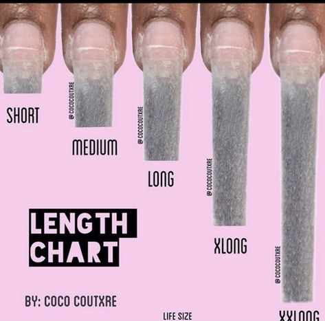 Pretty Acrylic Nails Medium Length, Mail Length Chart, Nail Length Chart And Shape, Nails Length Chart, Nail Length Chart Price, Nail Medium Length, Nail Length Chart, Acrylic Nails Medium Length, Nail Shape Chart