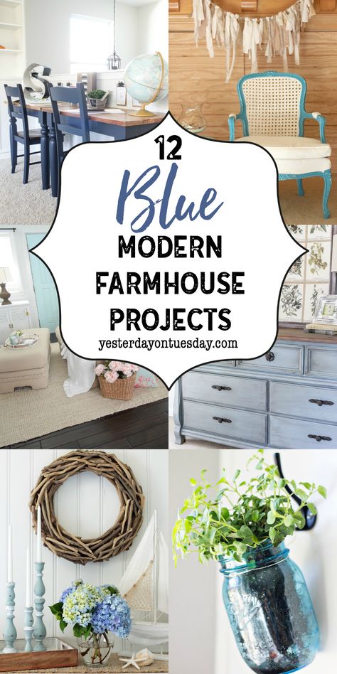 A Dozen Blue Fixer Upper Style Projects Blue Modern Farmhouse, Film Decor, Fixer Upper Decor, Farmhouse Projects, Homes Decor, Farmhouse Inspiration, Farmhouse Remodel, Farmhouse Modern, Fixer Upper Style