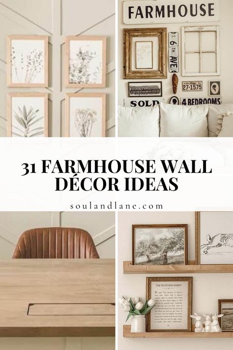 Turn your home into a sanctuary of country chic with our inviting farmhouse wall decor ideas. From distressed wood frames to galvanized metal accents, each element is carefully selected to bring the tranquil vibe of the countryside right into your living spaces. Imagine a home where every room exudes a sense of comfort and rustic elegance, blending seamlessly with modern touches for a truly unique aesthetic. Modern Farmhouse Picture Wall Ideas, Farmhouse Decor For Living Room Walls, Farmhouse Living Room Wall Decor Ideas, Farmhouse Office Wall Decor, Farmhouse Bedroom Wall Decor Ideas, Farmhouse Wall Decor Living Room, Farmhouse Living Room Wall Decor, Living Room Farmhouse Decor, Beautiful Office Spaces