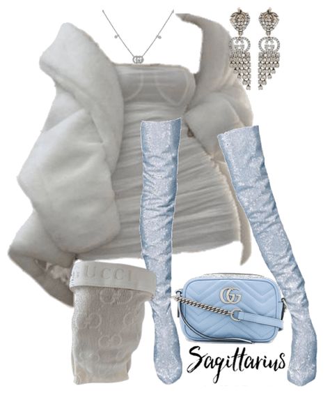 gucci ice queen (spoiler: she's sagittarius) Outfit | ShopLook Ice Clothes Aesthetic, Ice Inspired Outfit, Ice Aesthetic Outfit, Winterwonder Land Theme Party Outfit, Slay Queen Outfits, Sagittarius Birthday Outfit, Winter Wonderland Theme Outfit, Ice Themed Outfit, Sagittarius Outfits Aesthetic