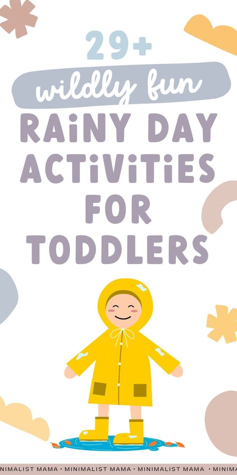 Searching for fun and easy preschool activities and toddler activities for your little ones? These rainy day toddler activities are are both indoor & outdoor ideas! (Great summer activities for kids & toddler fun/toddler play here! Plus great calming activities and outdoor play for toddlers) Rain Activity For Toddlers, Rainy Day Activities For Kids Toddlers, Kids Rainy Day Activities, Rainy Day Preschool Activities, Indoor Rainy Day Activities For Kids, Rainy Day Crafts For Toddlers, Rain Activities For Toddlers, Rainy Day Activities For Kids Preschool, Toddler Rainy Day Activities