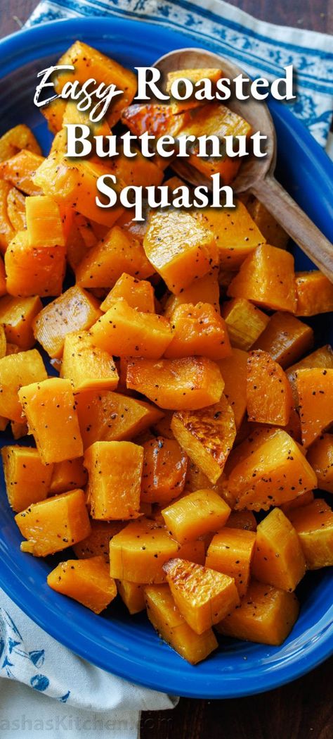 Perfectly Roasted Butternut Squash is delicious and versatile, whether you’re serving it as a flavorful vegetable side or using it in our favorite fall recipes like Butternut Squash Soup. Roasting squash in the oven is easy to do with this simple, no-frills method. Butternut Squash For Baby, Baked Squash Recipes, Oven Roasted Squash, Roasted Squash Recipes, Butternut Squash Recipes Healthy, Butternut Squash Side Dish, Roasted Butternut Squash Cubes, Grilled Butternut Squash, Oven Roasted Butternut Squash