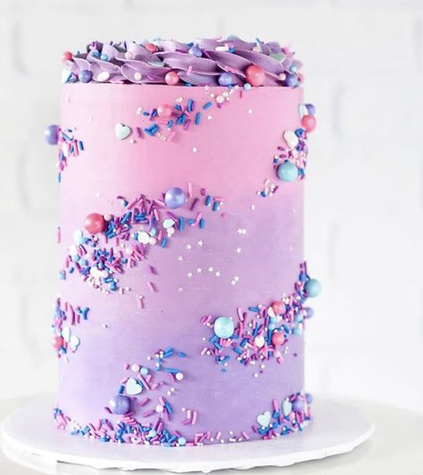 Girly Birthday Cakes, Purple Cakes Birthday, 8th Birthday Cake, Cake Sprinkles, 6th Birthday Cakes, 10 Birthday Cake, 13 Birthday Cake, Pastel Cakes, Girly Cakes