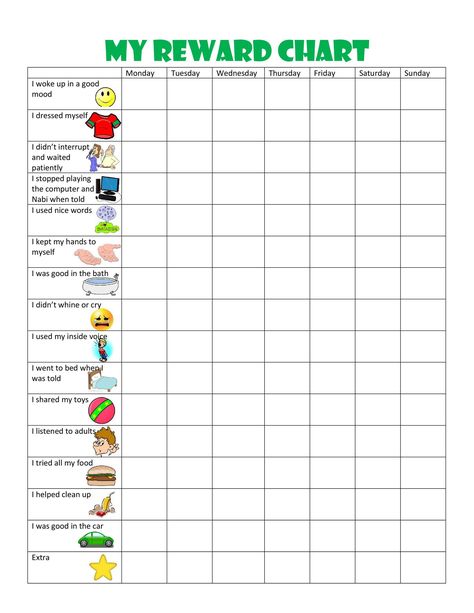 44 Printable Reward Charts for Kids (PDF, Excel & Word) My Reward Chart, Home Behavior Charts, Reward Chart Template, Uppfostra Barn, Rutinitas Harian, Good Behavior Chart, Reward Chart For Kids, Free Printable Chore Charts, Toddler Reward Chart