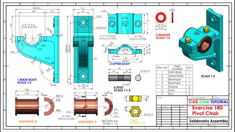 Solidworks Tutorial, Solid Works, Gate Designs Modern, Cad Designer, Mechanical Engineering Design, Chair Parts, Autocad Drawing, Batman Vs Superman, Cad Drawing