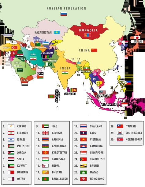 Take a look at this cool visual representation of Asian countries and their flags World Geography Map, Asian Flags, World Country Flags, Map Of Asia, Countries Of Asia, World Map With Countries, Araling Panlipunan, Asia Continent, Teaching Geography