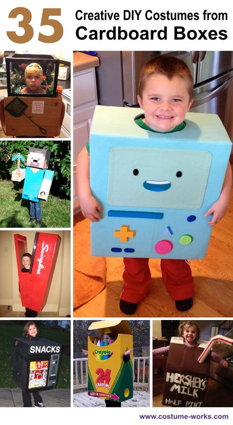 Creative DIY Halloween Costumes from Cardboard Boxes Creative Diy Halloween Costumes, Diy Fantasia, Bruh Girl, Creative Halloween Costumes Diy, Cardboard Costume, Kostum Halloween, Girl Halloween Costumes, Box Costumes, Homemade Halloween Costumes