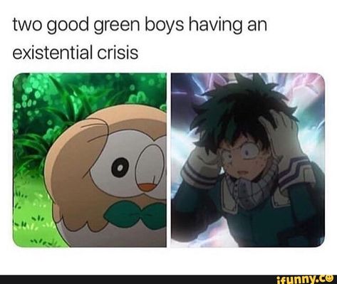 two good green boys having an existential crisis – popular memes on the site iFunny.co #pokemon #animemanga #pokemon #spicy #lol #10at10 #alternatefeatures #myheroacademia #bokunoheroacademia #two #good #green #boys #having #existential #crisis #pic Gavin Memes, Funny Pokemon, Pokemon Crossover, Green Boys, Downward Spiral, Remarried Empress, Pokemon Alola, Pokemon Gif, Cute Pokemon Pictures