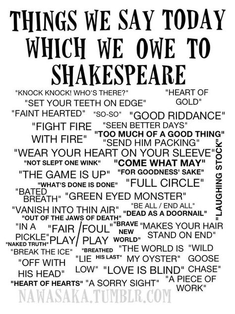 Just for fun Shakespeare Words, Teaching Shakespeare, Common Quotes, Shakespeare Quotes, English Writing Skills, Book Writing Tips, English Writing, Writing Words, English Vocabulary Words