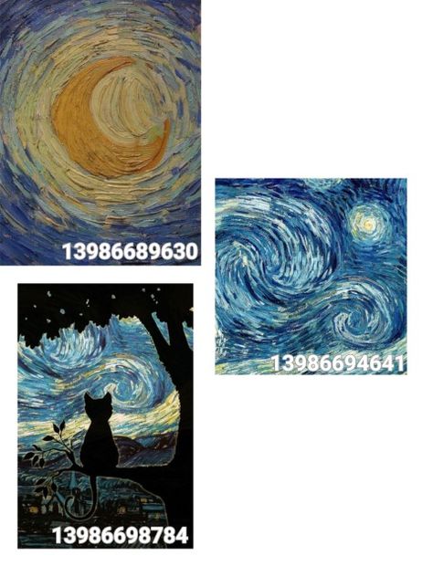 Van Gogh Bloxburg Decals, Bloxburg Picture Codes Painting, Bloxburg Famous Painting Codes, Mona Lisa Decal Bloxburg, Painting Berry Avenue Codes, Light Blue Bloxburg Decals, Coraline Decal Bloxburg, Bloxburg Museum Decals, Art Studio Bloxburg