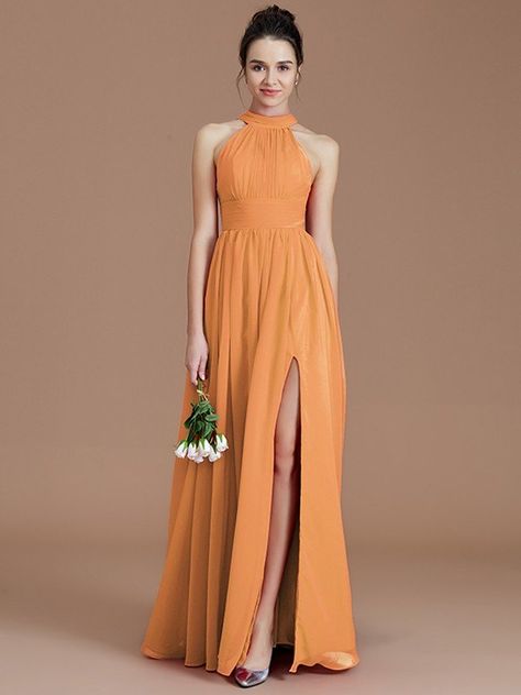 Pale Orange Bridesmaid Dresses, Pastel Orange Bridesmaid Dresses, Pastel Orange Dress, Spring Bridesmaid Dresses, Orange Bridesmaid Dresses, Paper Dolls Clothing, Pastel Orange, Floor Length Chiffon Bridesmaid Dresses, Chiffon Bridesmaid Dresses