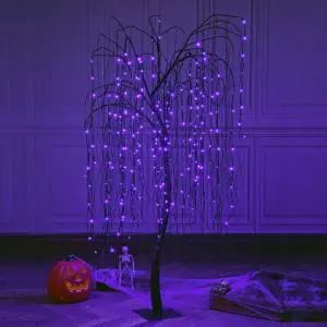 Lighted Tree Branches, Led Lights For Home, Black Trunk, Lights For Home, Halloween Front Porch Decor, Waterproof Led Lights, Spooky Trees, Led Tree, Halloween Front Porch