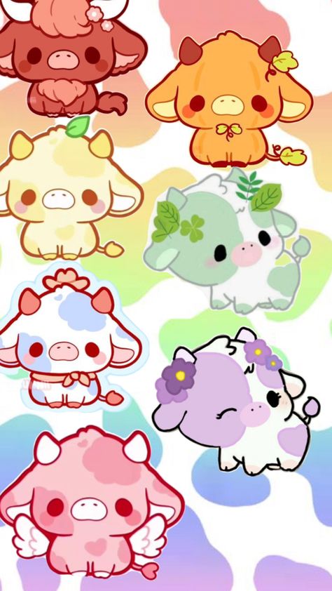 [idk what to add here :3] Kawaii Animal Illustration, Cute Chibi Animal Art, Cute Cow Wallpapers, Kawaii Cow Drawing, Body Guidelines, Cute Cow Wallpaper, Kawaii Cows, Chibi Cow, Cute Cow Drawing