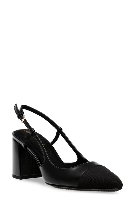 Steve Madden Maegan Pointed Toe Slingback Pump (Women) | Nordstrom Black Heels Winter Outfit, Work Heels Office Wear, Business Casual Shoes For Women, Slingback Heels Outfit, Business Casual Shoes Women, Black Closed Toe Heels, Office Shoe, Job Outfits, Office Heels