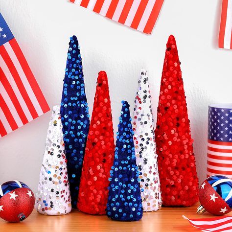 PRICES MAY VARY. What You Will Get: this set includes 6 red white blue glitter decorations, providing you with enough quantity to distribute all around your party space; Create multiple focus points in your decoration or give a festive touch to party Red Blue White Theme Design: our patriotic table top decor feature classic red, white and blue colors with a small sequin design, which embodies the essence of Memorial Day and is good for Veterans Day party or Labor Day party, adding brilliance to Veterans Day Table Decorations, Patriotic Christmas Decorations, Veterans Day Decorations, Centerpiece For Party, Patriotic Table Decor, Glitter Decorations, Glitter Table, Patriotic Centerpieces, Independence Day Theme