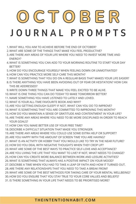 October Journal Prompts, October Prompts, August Journal Prompts, 2024 Journaling, October Writing Prompts, October Journal, October Writing, Mindfulness Journal Prompts, 31 Daily