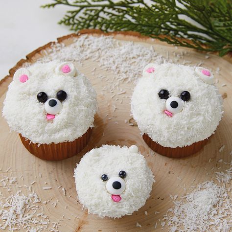 Kids Cupcake Decorating Ideas, Cute Animal Desserts, Cute Cupcakes For Kids, Cute Cupcake Designs, Cute Muffins, Llama Cupcakes, Animal Cupcakes Easy, Polar Bear Cupcakes, Polar Bear Cupcake