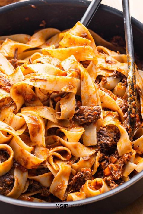 Short Ribs Parpadelle, Short Rib Ragu Over Pappardelle Bobby Flay, White Ragu, Ragu With Pappardelle, Pappardelle Recipe, Beef Braciole, Feast Recipes, Boneless Beef Short Ribs, Italian Meals