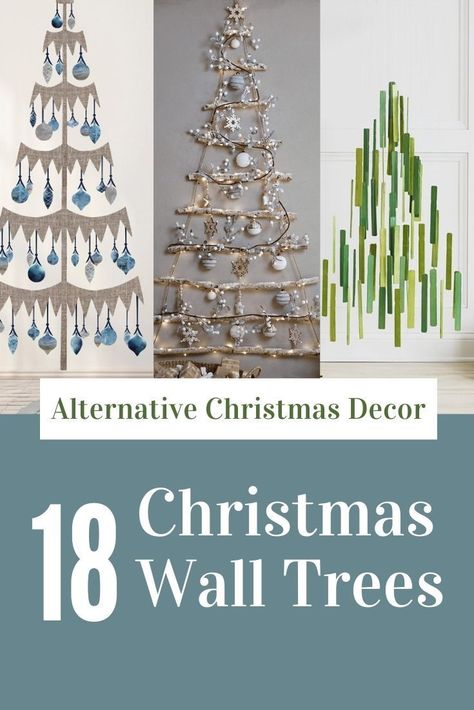 Try out these alternative Christmas tree ideas for your walls. It’s a perfect solution for tiny rooms. Saving you space during the holidays and saving you storage space in the offseason. #christmas #christmasdecor Christmas Wall Trees Ideas, Wall Hanging Christmas Tree Ideas, Christmas Tree On Wall Diy, Christmas Tree Against Wall, Tree On Wall Christmas, Christmas Decor For Tiny Spaces, Space Saver Christmas Tree Ideas, Wall Christmas Tree Ideas How To Make, Diy Christmas Tree Wall Art