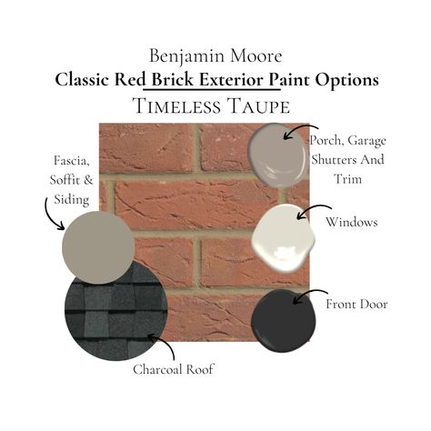 Stained Red Brick Exterior, Orange Brick Exterior Color Schemes, House Exterior Brick, Red Brick Paint, Orange Brick Houses, Exterior Paint Combinations, Classic Exterior Design, Red Brick House Exterior, Exterior Paint Color Combinations