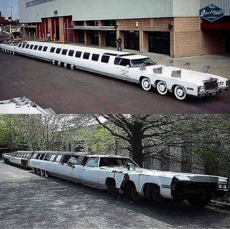 World’s longest limousine , American Dream, 100 ft long, includes helicopter landing pad and jacuzzi , hinged in the middle. In the 1980's and in 2013. BUT the story's not over, it's been restored! (See the restoration story) Limousine Car, Car Museum, Bmw 7, Audi Q3, Cars And Coffee, Large Cars, Koenigsegg, Audi A6, Car Lover