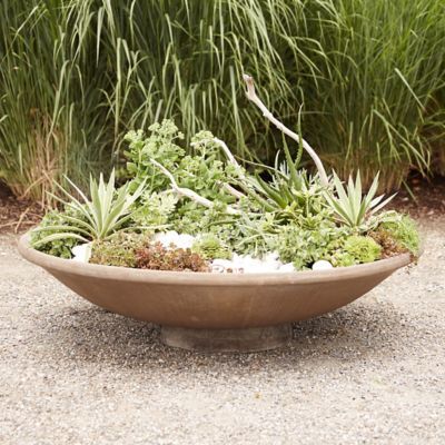 Cast Stone Shallow Bowl Planter Large Bowl Planters, Mum Planters, Shallow Planters, Large Garden Pots, Large Garden Planters, Wooden Beam, Bamboo Planter, Large Plant Pots, Bowl Planter