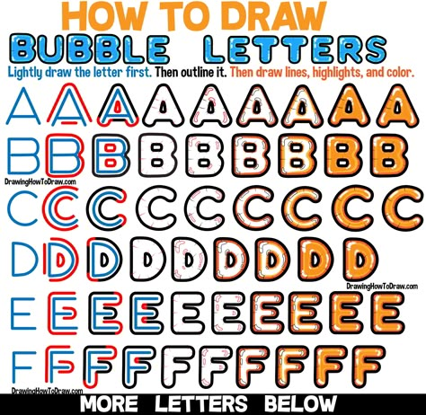 Learn How to Draw Bubble Balloon Letters in Easy Step by Step Drawing Tutorial for Beginners How To Draw Balloons, Bubble Letter Fonts, Balloon Letters, Bubble Drawing, Easy Step By Step Drawing, Font Bubble, Drawing Lessons For Kids, How To Draw Steps, Drawing Tutorials For Beginners